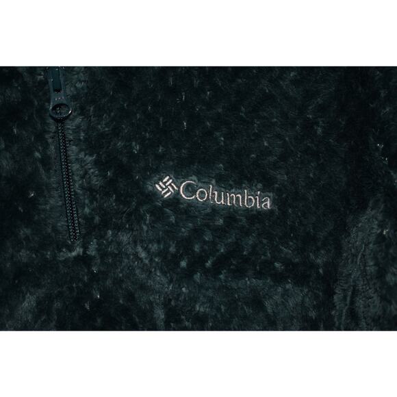 COLUMBIA $75 Beech Forest Green 1/4 Zip Plush Fleece Pullover Small - Picture 3 of 4